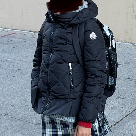 Girls Moncler peplum puffer jacket with hood sz 8